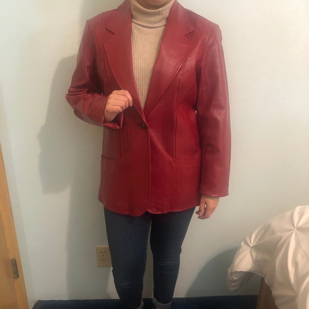Denim & Co. One Button Leather Jacket with Pintuck